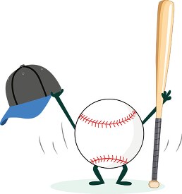 ball character holding bat and hat