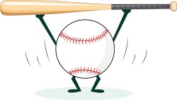ball character holding bat over head clipart