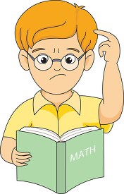 boy looking confused reading math book 2