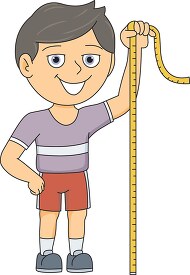 boy measuring height with measuring tape clipart