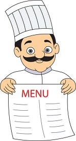 chef holding a menu clipart