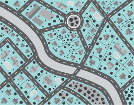 flat city road map with river gray color