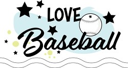 love baseball text logo with stars clipart