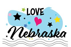 Love Nebraska Hearts Stars Logo Clipart