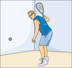 man playing raquetball in court forehand clipart