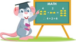 mouse character teaching math four plus two holding book clipart