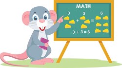 mouse character teaching math three plus three clipart