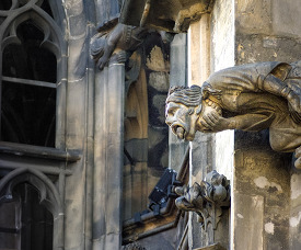 gargoyle in front of cathedral