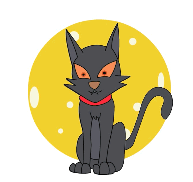 black cat halloween animated clipart