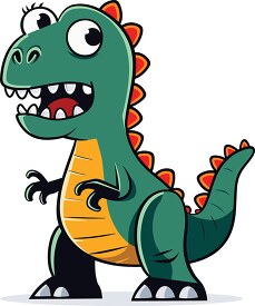 big eyed t rex dinosaur with red spinks on back cartoon style cl