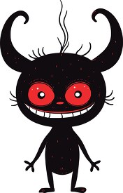 black devil with red eyes funny cartoon illustration clipart