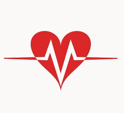 iconic red heart with a continuous electrocardiogram wave across