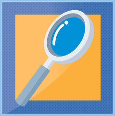 magnifying glass icon square dots