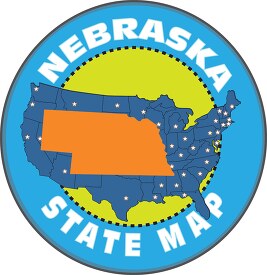 nebraska state map with us map round design