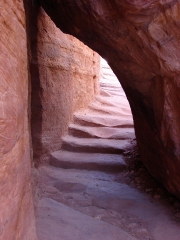 An ancient and worn staircase in Petra.