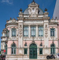 Ornate pink building coimbra portugal