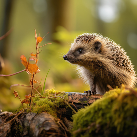 young hedgehog in natural habitat