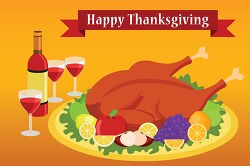 roasted turkey feast happy thanksgiving day celebration clipart