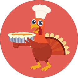 turkey holding pumpkin pie thanksgiving clipart