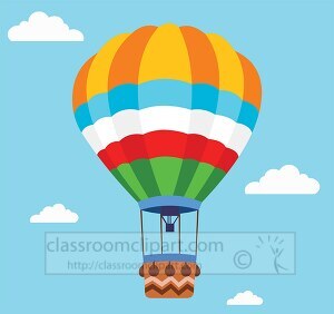 colorful hot air balloon light aircraft with wicker basket clipa