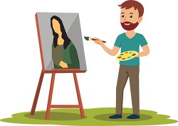 man painting on canvas art clipart