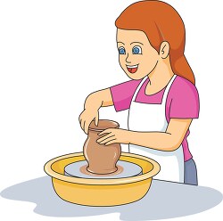 student using a ceramic wheel