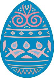 colorful blue easter egg with pink designs