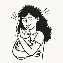 girl holding her pet cat