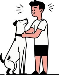 illustration of a man lovingly looking at his dog