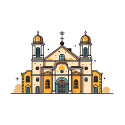 illustration of an old church with two towers clip art