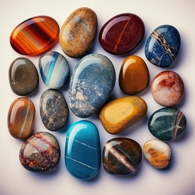 beautiful round flat shinny colorful stones