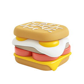 sandwich icon featuring egg and cheese 3D claymation style